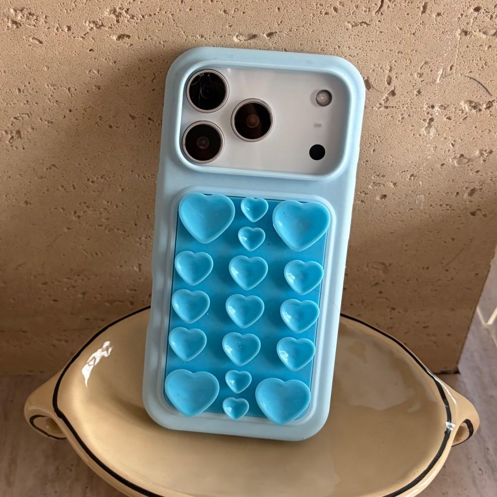 Süßes Herz 3D Saugnapf Süßigkeit Silikon Hülle für Für Iphone 17 Pro 16 Pro Max Starke Haftfunktion Stoßfest Weiche Abdeckung