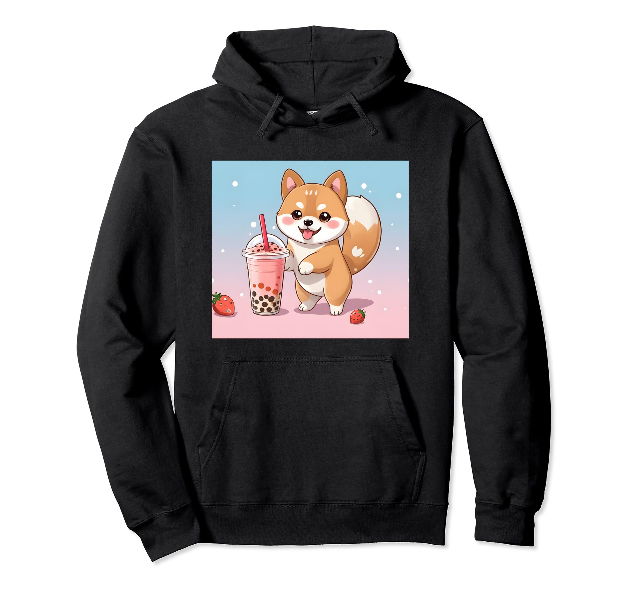 

худі з принтом shiba bubble things миле, собака, іну, боба, чай, миле, чорний