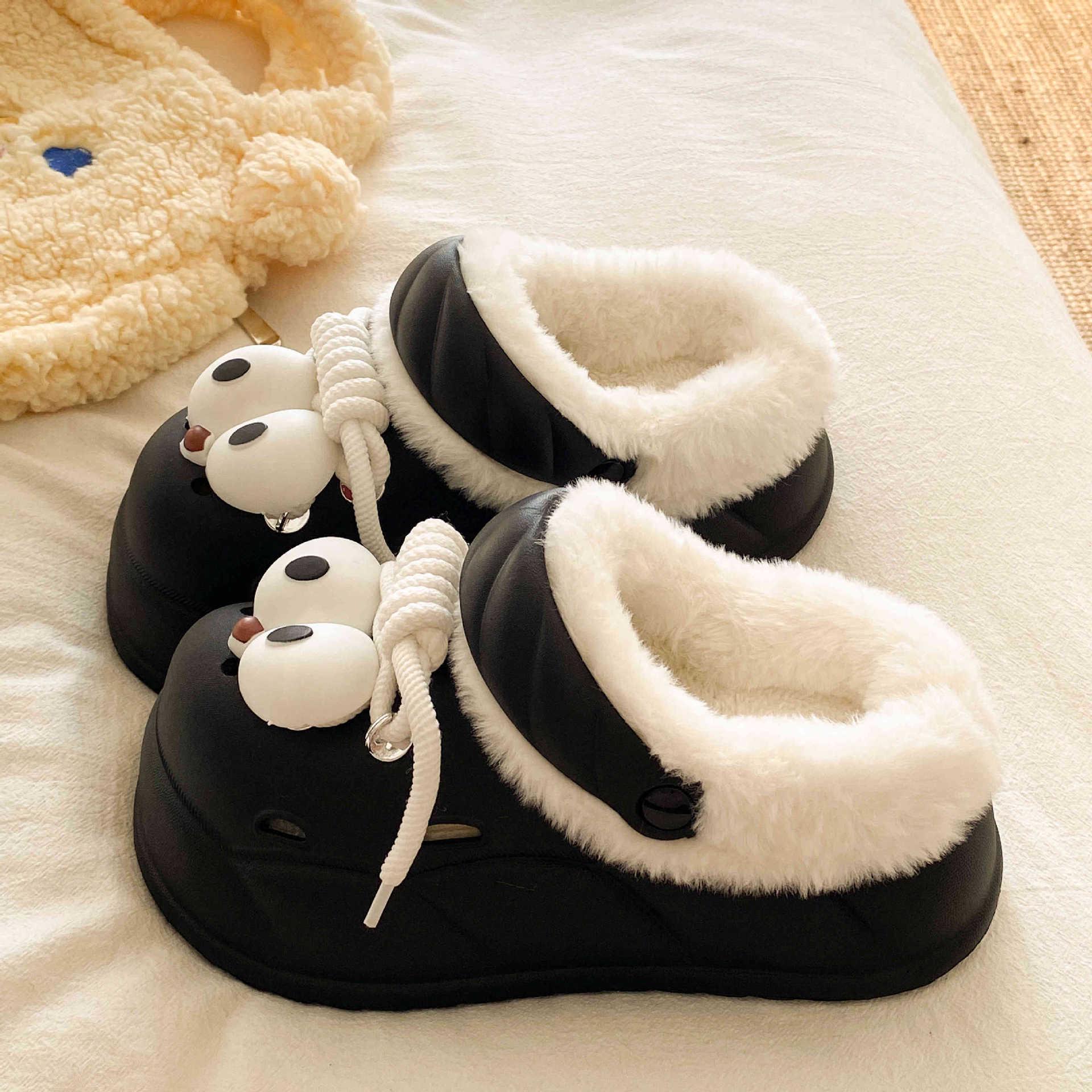 Winter 2025 Cute Cotton Slippers with EVA Thick Sole Height-Boosting Comfortable Versatile Warm Removable Cartoon Design Size 40-41 Inner Length 245cm 1887₽