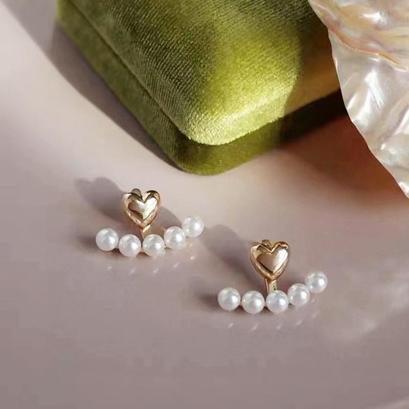 Light Luxury Imitation Pearl Stud Earrings Sweet Heart-shaped Ear Stud For Women Fashion Party Wedding Brid Jewelry Gift