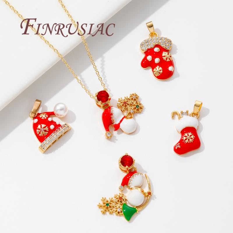 Christmas Gifts Happy New Year 2026 18K Gold Plated Brass Charms For Necklaces,Pendants For Jewelry Making,Women's Gift Xmas