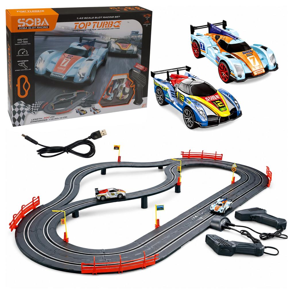 [5] Electric car race track 2x cars 2x remote control 300cm Z3400