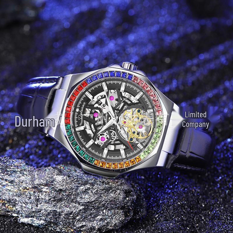 Pánské automatické vodotěsné světelné náramkové hodinky Durenwei Rainbow Circle