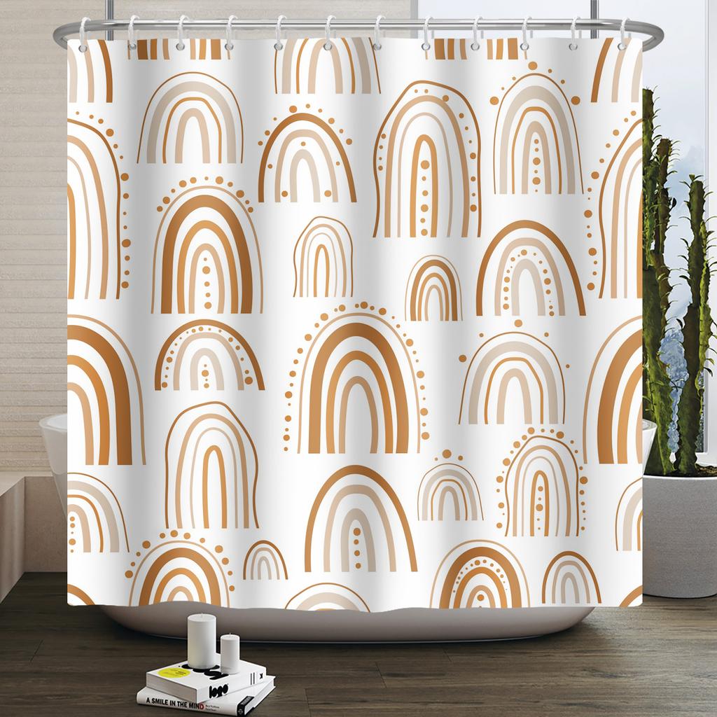 Cartoon Shower Curtain for Bathroom Kids Rainbow Cloud Sun Stars Flower Unicorn Cute Animals Waterproof Bath Curtain Home Decor