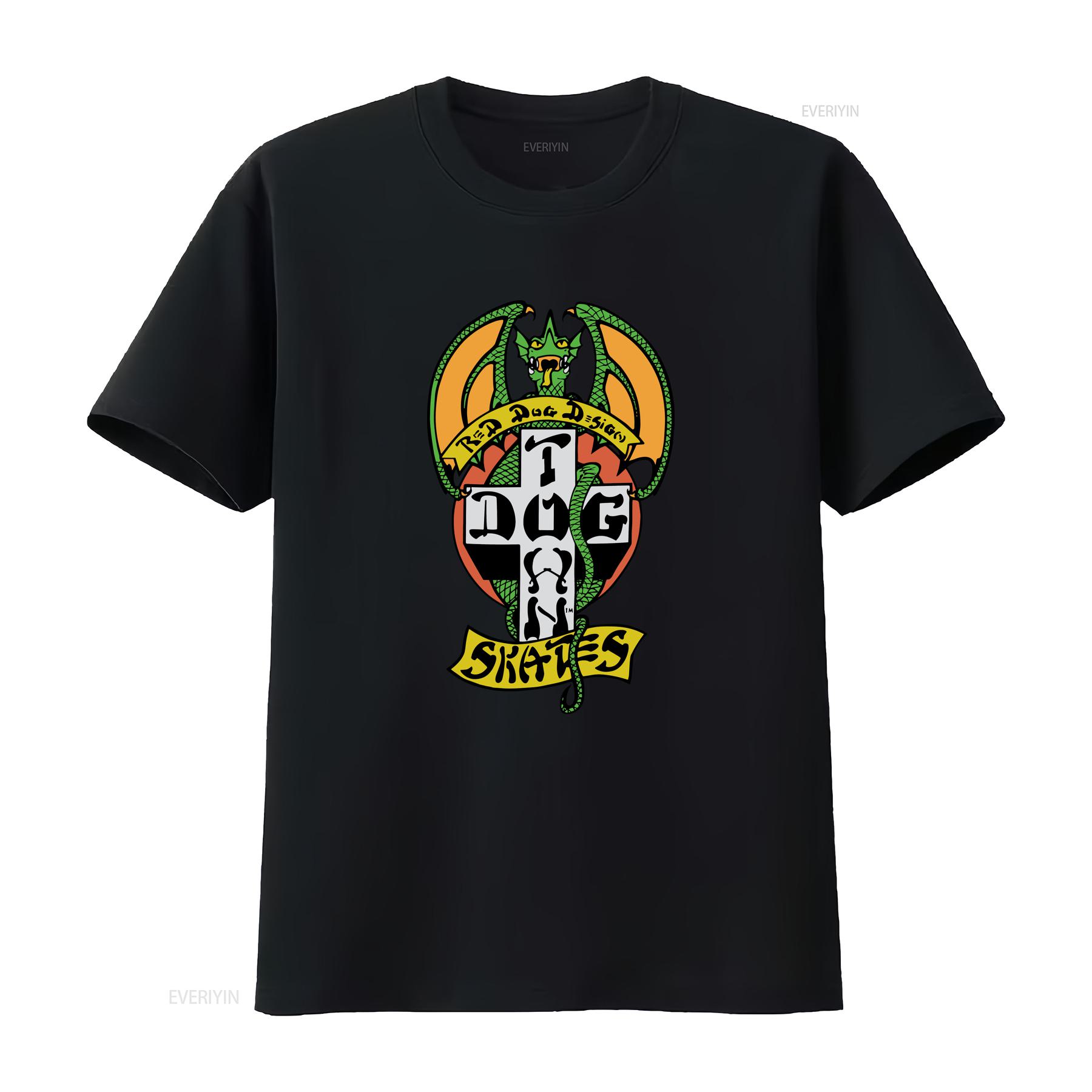 

Dogtown Skateboards T Shirt Red Dog OG 70s Black vintage Washed Soft Breathable Versatile streetwear fashion Casual Comfortable 4XL