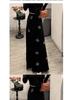 2025 Autumn French Design Black A-line Rhinestone Drape Skirt - Women's Slimming, Versatile, Long Half-Skirt