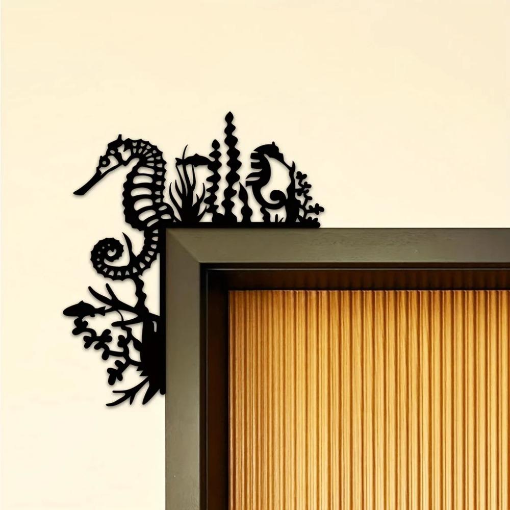 1 шт. Металлические наклейки на стену «Морской конек» – Декоративное украшение для угла — фото 4