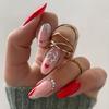 24 Pcs Lovely Elk False Nail Almond Press On Nail Christmas Full Cover Stick On Nail Manicures Supplies for Winter