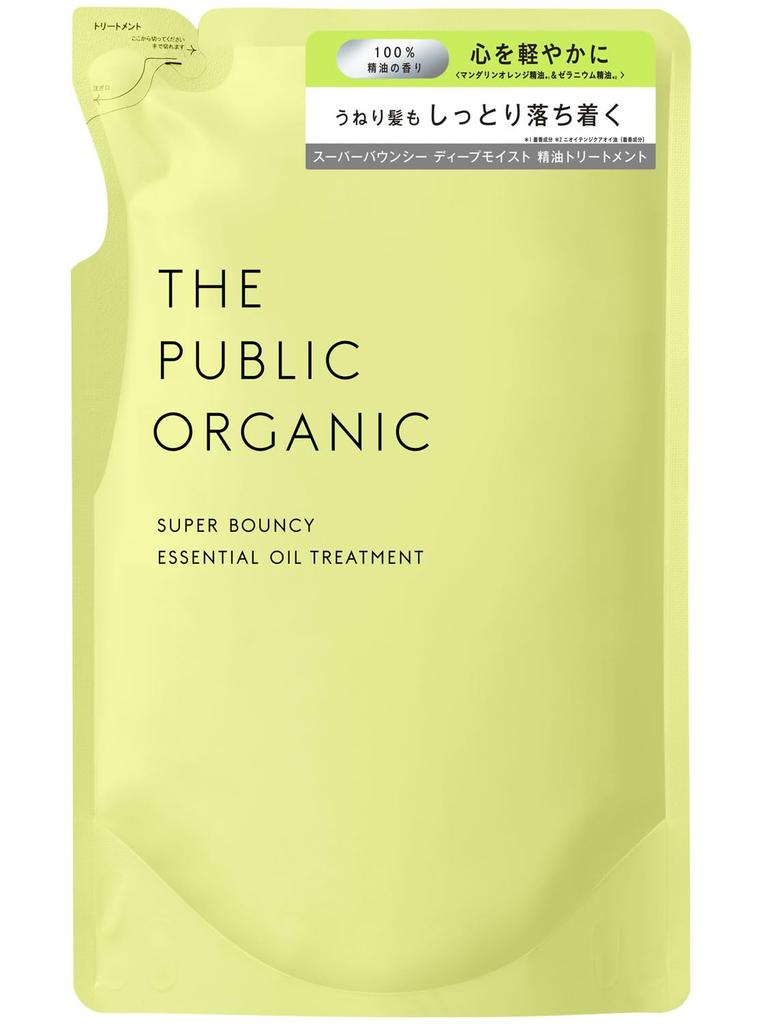 The Public Organic Treatment Refill Amino Essential Hair Made in Japan [Super Bouncy] 400mL, Acid, Aroma, Oil, Care, Silicone-Free,