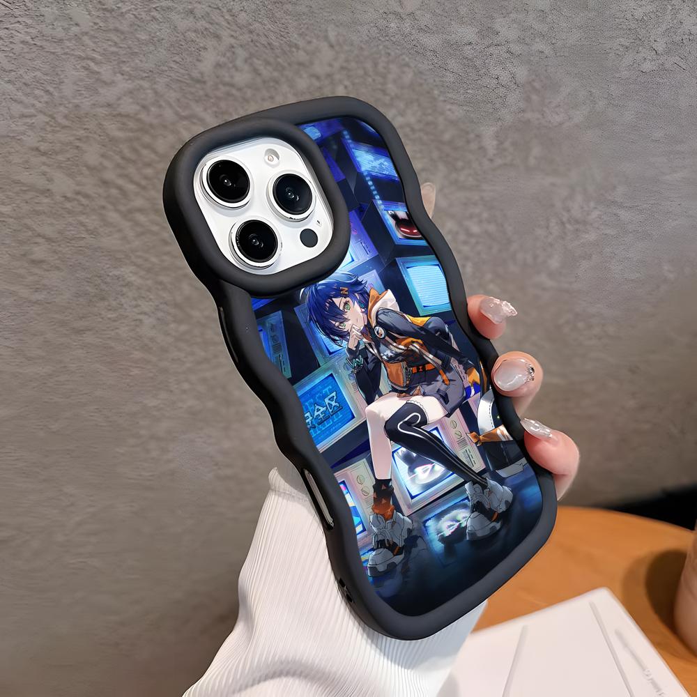 ZZZ Belle Phone Case for iPhone 17 16 15 14 13 12 11 Air Pro Max Plus Black Soft TPU Wavy Edge Cover