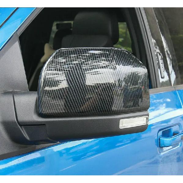 For Ford F150 2015- Raptor Rearview Side Mirror Cover Wing Cap Exterior Door Rear View Case Trim Carbon Fiber Black Silver