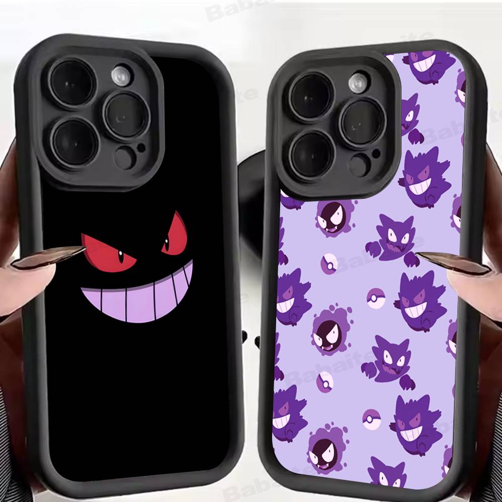 Anime P-Pokemon Gengar Phone Case For iPhone 11 12 13 16 15 17 14 Pro Max Soft Funda Silicone Cover
