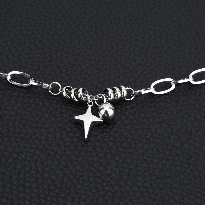 Hip Hop Punk Cross Star Ball Pendant Bracelet Suitable For Men And Women Fashionable Rock Silver Color Personalized Jewelry Gift