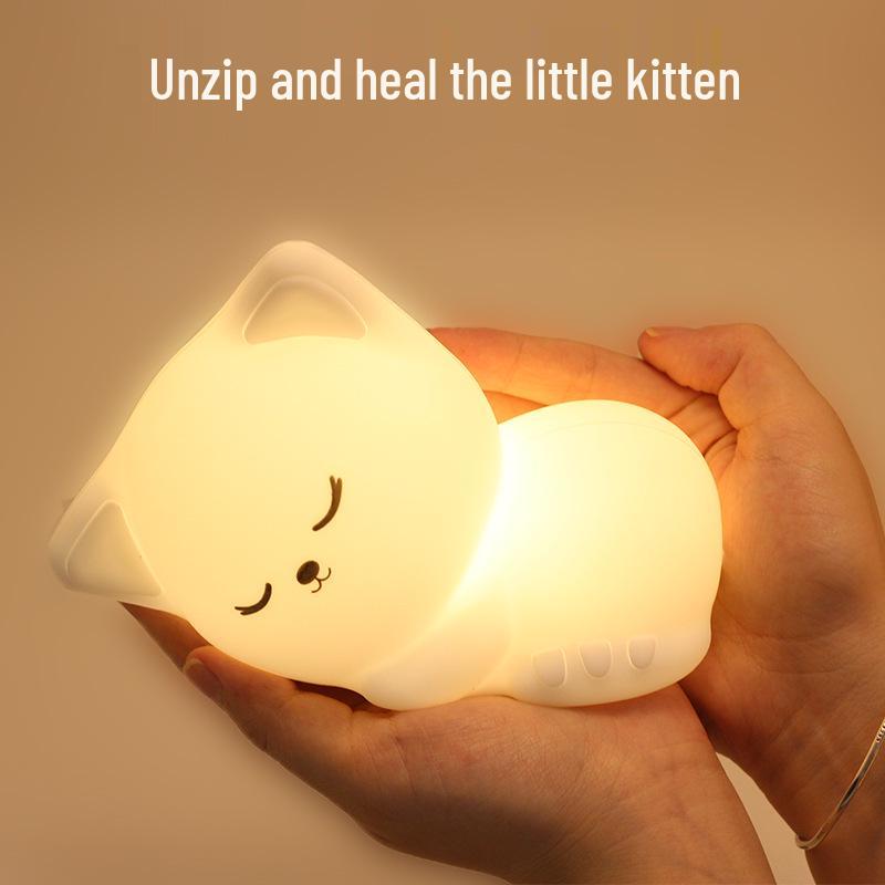 Sleepy Cat Silicone Night Light: Bedside Atmosphere Lamp for Nursing, Mother and Baby, Children's Sleep Companion
