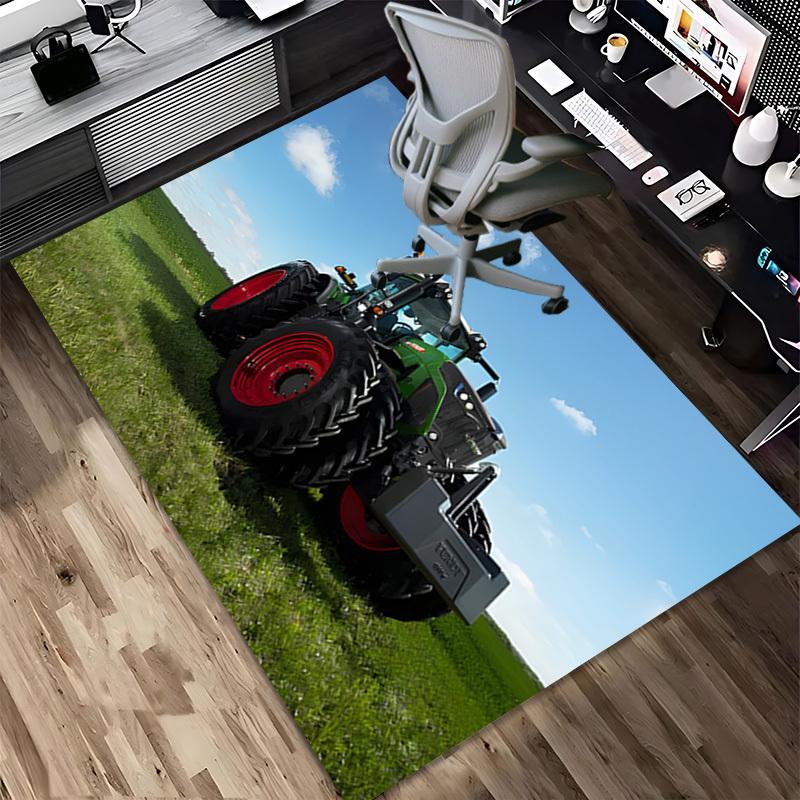 tractor field Crystal Velvet Office chair mat Area Rug - Non-Slip, Floor Mat, Office Desk Chair Rugs,Christmas Gift-1106247
