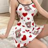 Summer Cat Print Women's Camisole Nightgown Pajamas