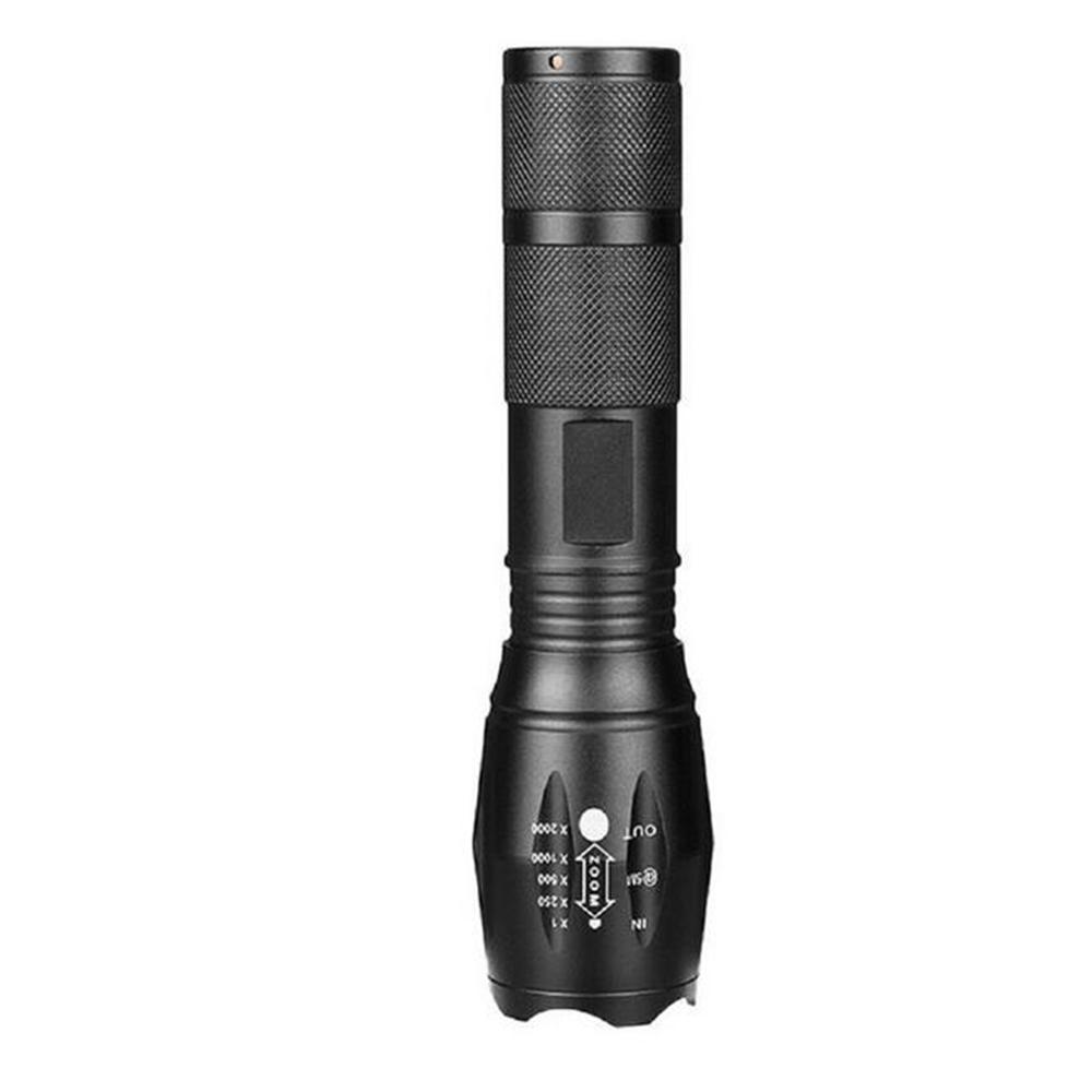 Multi-functional Zoom Strong Light LED Flashlight Adjustable Brightness Black