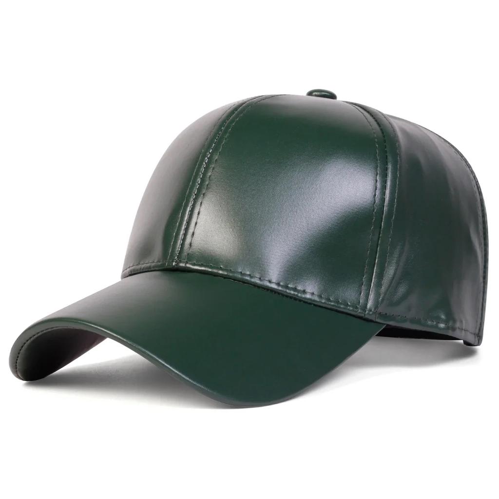 Unisex Leuchtpanel Unifarbene PU-Leder-Baseballkappen Frühling Herbst Outdoor Verstellbare Freizeitkappen Papa-Hut Sonnenschutzhut
