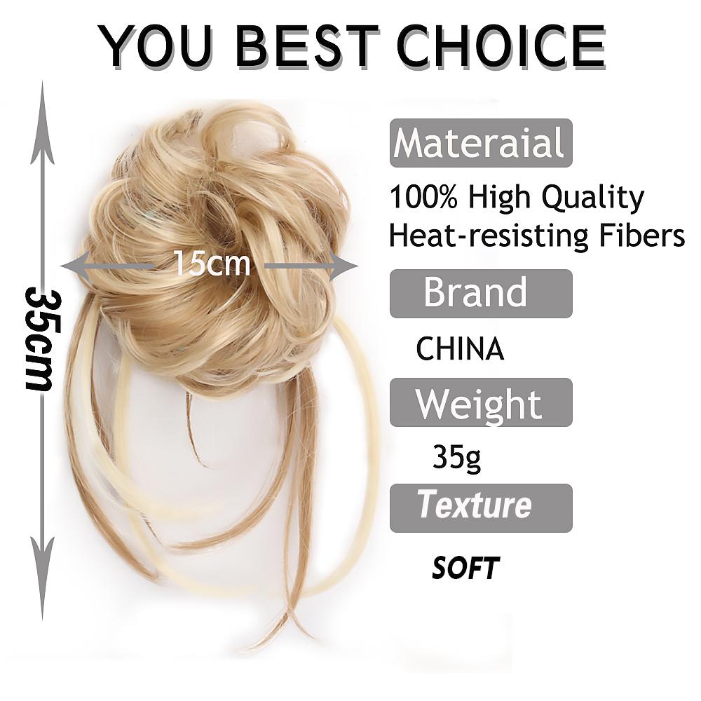 XINRAN Women Fashion Short Messy Hair Chignon Synthetic Fiber Scrunchy Curly Hair Extension for Women Daily Wear