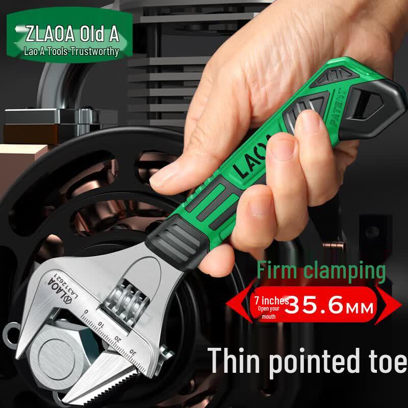 LAOA 7-inch Short Handle Wide Jaw Adjustable Pipe Wrench
