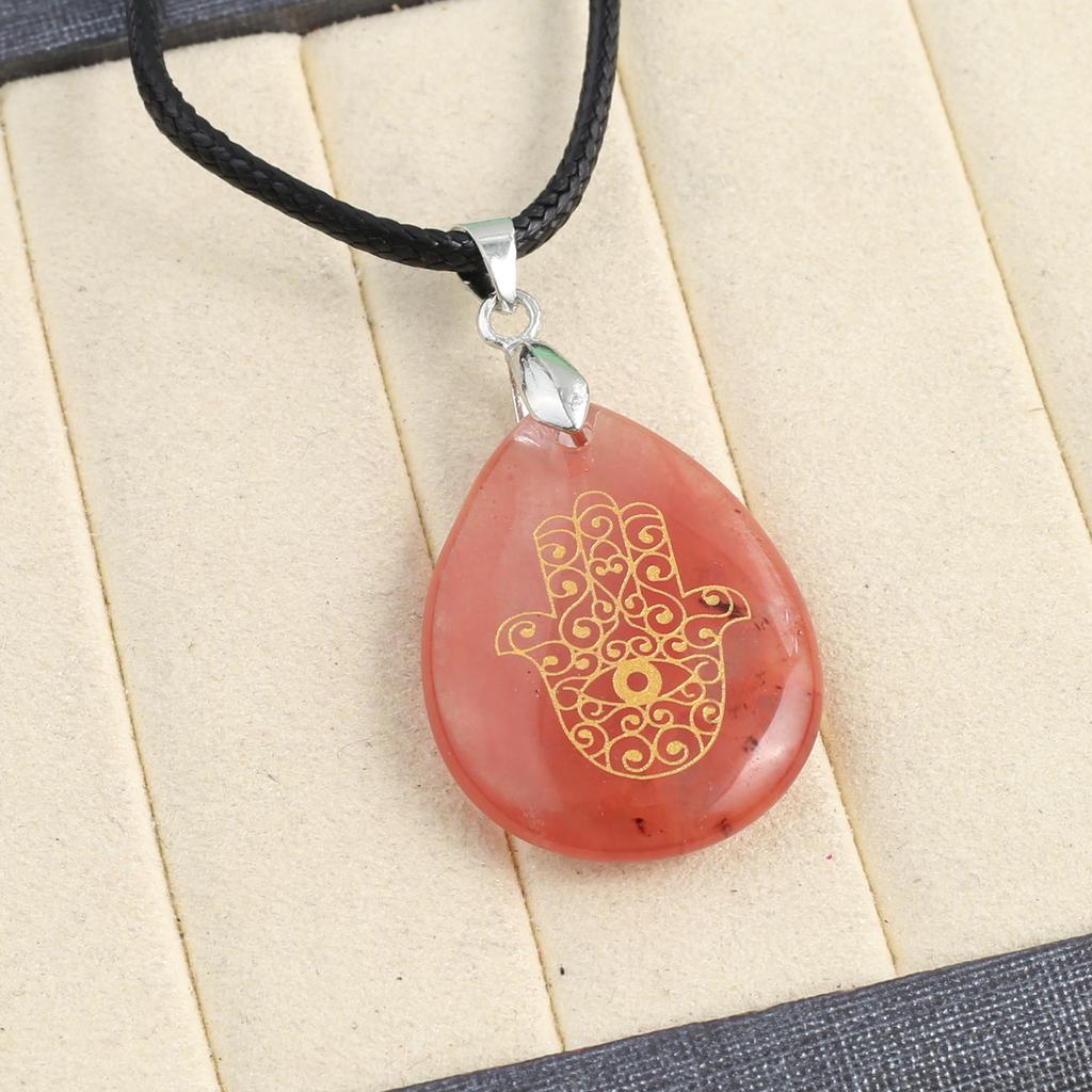 Collier en pierre naturelle Malachite/Aventurine verte, pendentif motif bergamote pour femmes, cadeau d'anniversaire, chaîne en cuir 45 + 5 CM