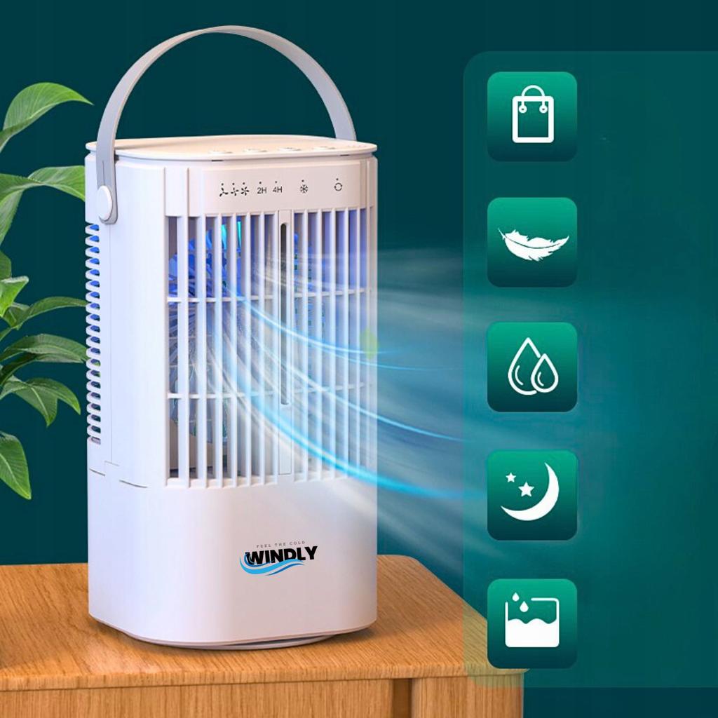Mini Air Conditioner Desk Fan Quiet Water Cooler 900Ml Led