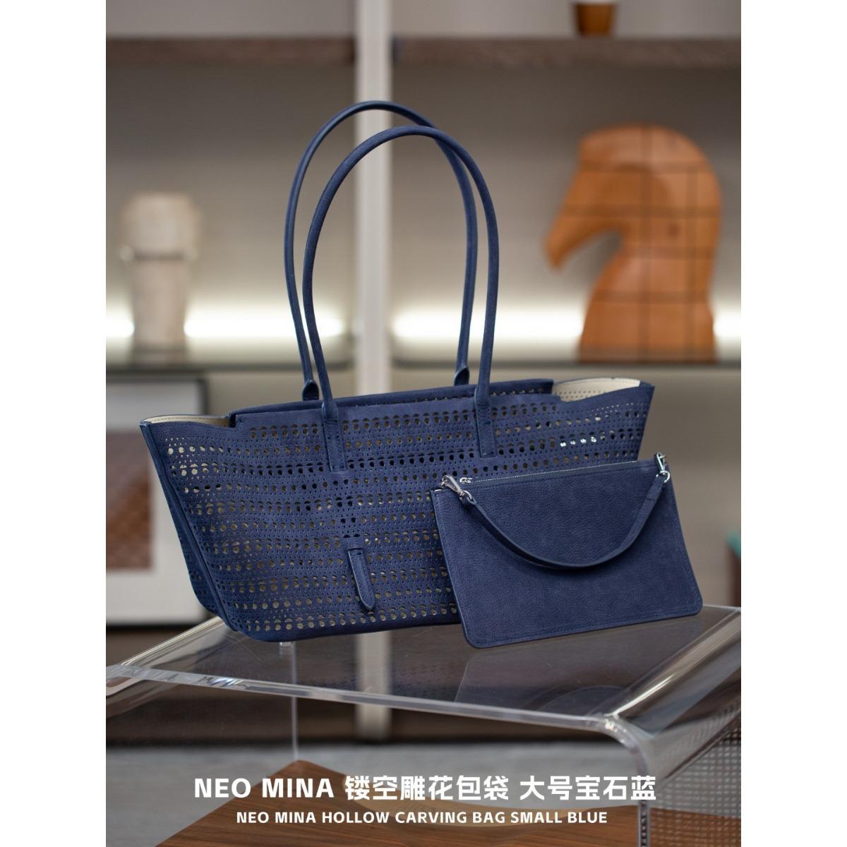 

Kazylan Mina Neo matte tote commuter versatile large capacity cut-out handbag basket woven women s bag 20cm сапфірове скло синього кольору кольору