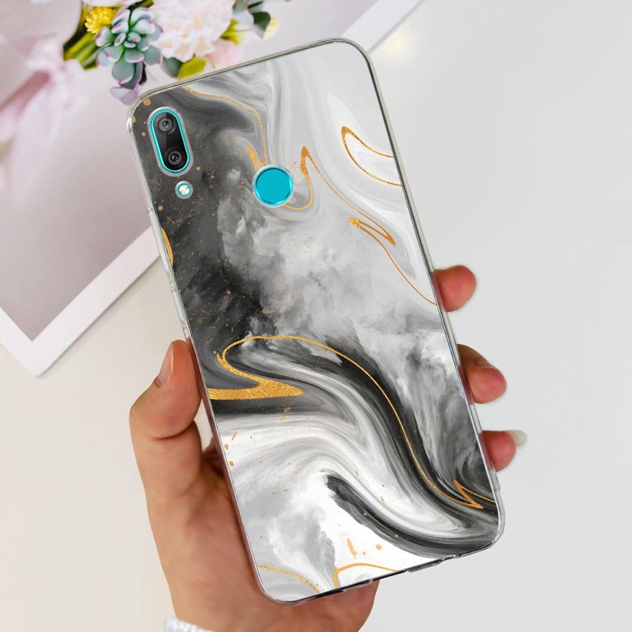 For Huawei Y7 (2019) Phone Case Huawei Y7P 2020 Back Cover Transparent Slim Soft TPU Rubber Bumper Child Fashion Cartoon Pattern