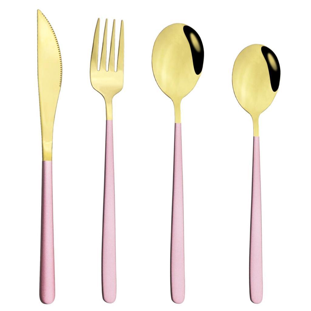 4Pcs/Set Knife Fork Spoon Dinnerware Cutlery Set 304 Stainless Steel Tableware Flatware Set Black Gold Set Kitchen Dining Silverware Set