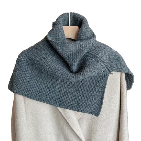 Women Shawl Scarf High Collar Side Split Design Windproof Warm Fabric Fake Collar Outdoor Lightweight Shawl Wrap