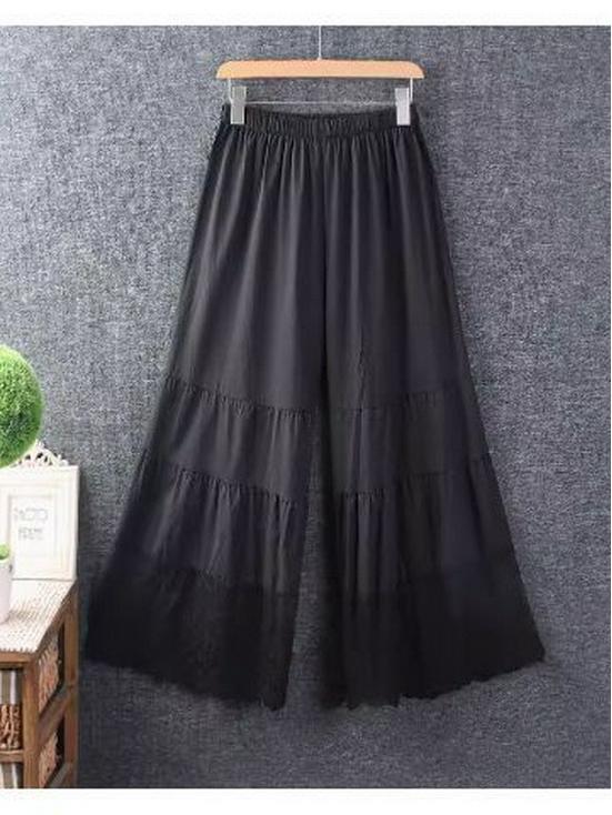 Chiffon Wide-Leg Lace Patchwork Pants - Women's Summer Qipao Style