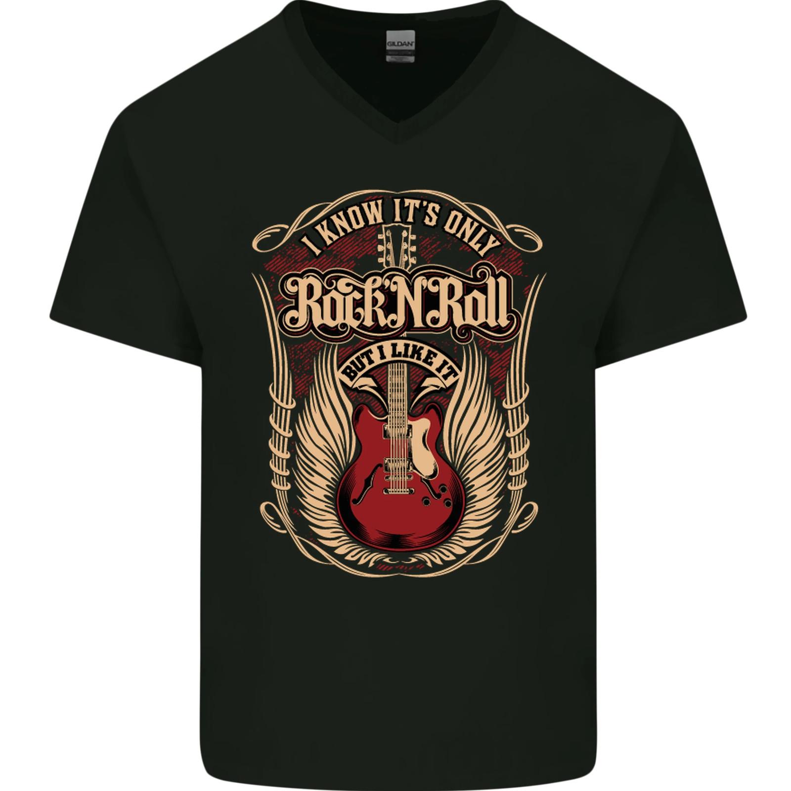 I Know It’s Only Rock ’n’ Roll Music Guitar Mens VNeck Cotton T-shirt S