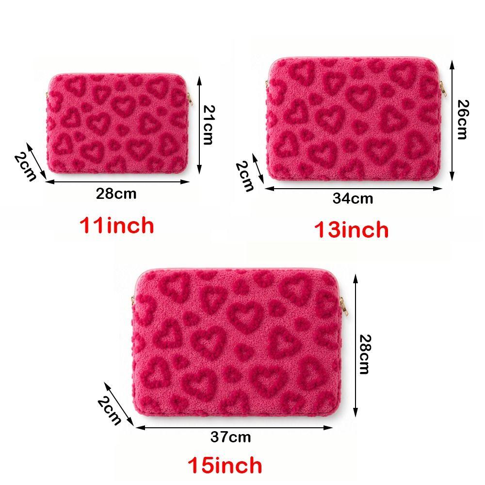 Plush Notebook Computer Sleeve Heart Pattern Protective Device Case Tablet Sleeve Daily Commuting