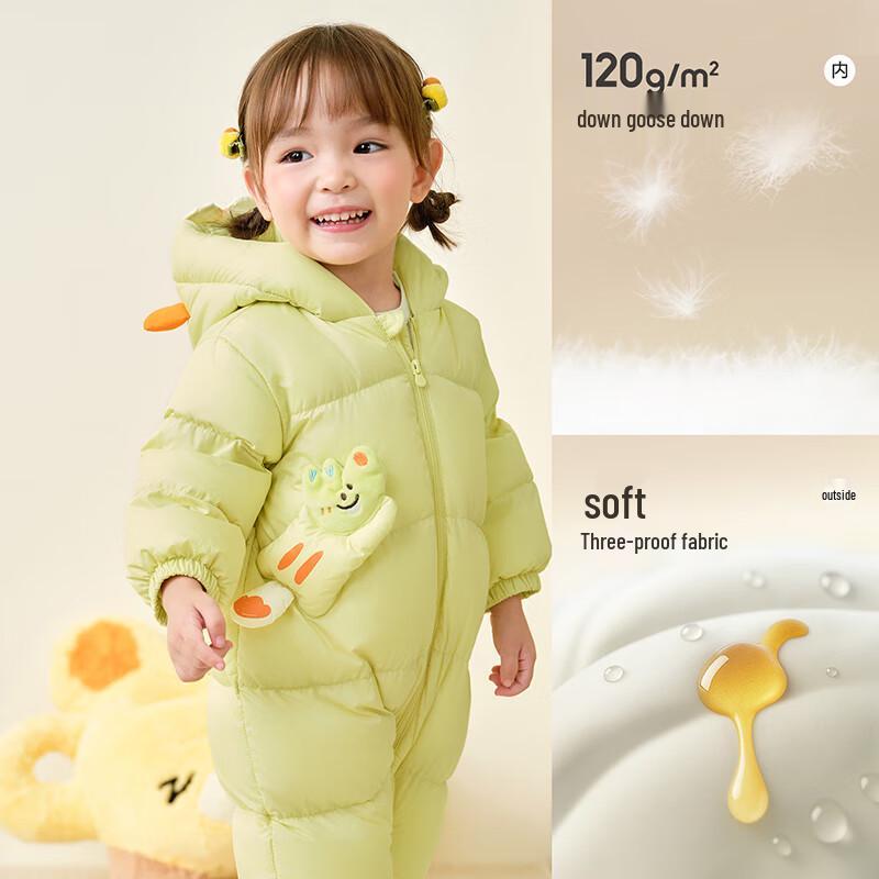 Baby Hooded Goose Down Winter Romper