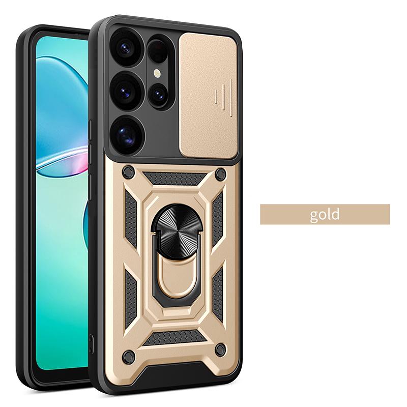 For Samsung Galaxy S25 Ultra Edge FE Plus Shockproof Armor Case Car Magnetic Ring Holder Phone Cover Compatible with Galaxy S25