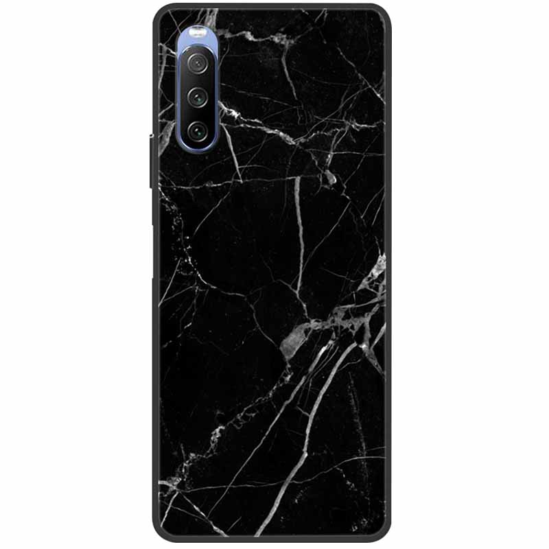 Soft Cover For Sony Xperia 10 III Case 5 III Soft Silicone Black Cases for Sony Xperia 1 III / Xperia1 XZ4 Covers Cool Marble