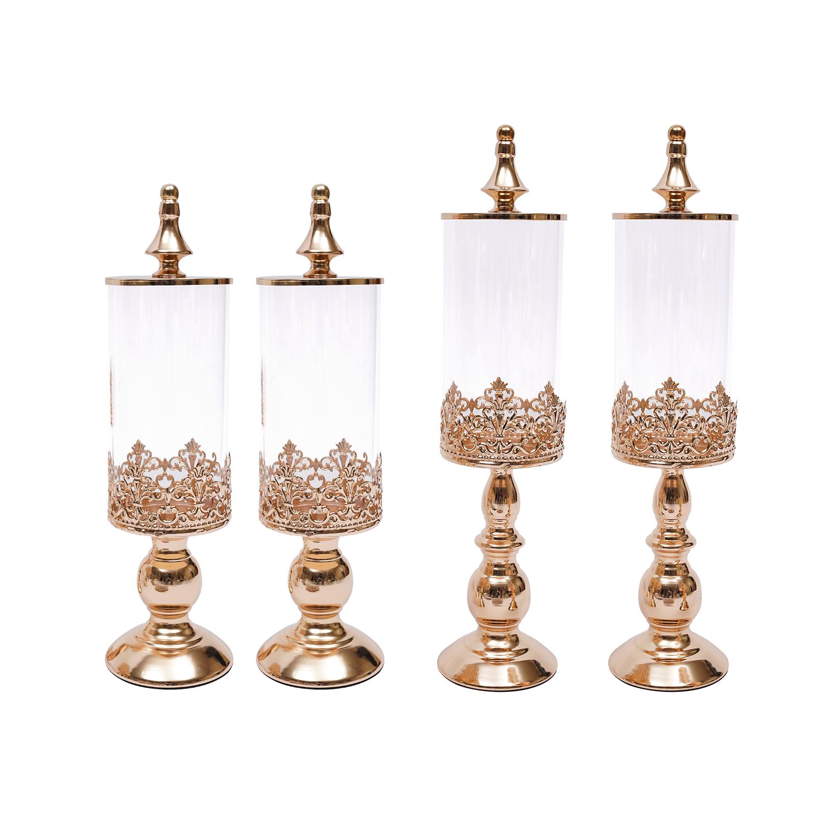 

4 шт. Акриловые металлические банки для конфет, свадебные банки для хранения конфет, кексов, десертная тарелка с золотыми крышками