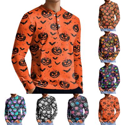 Herren Casual Button-Down Sweatshirt Mode Bedrucktes Langarmshirt Pullover