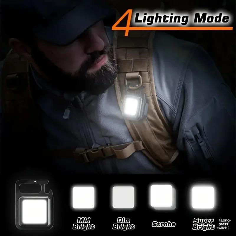 Super Bright Mini COB Keychain Flashlight Portable Charging Torch Camping Lights with Magnet 4 Lighting Modes For Work Lamp