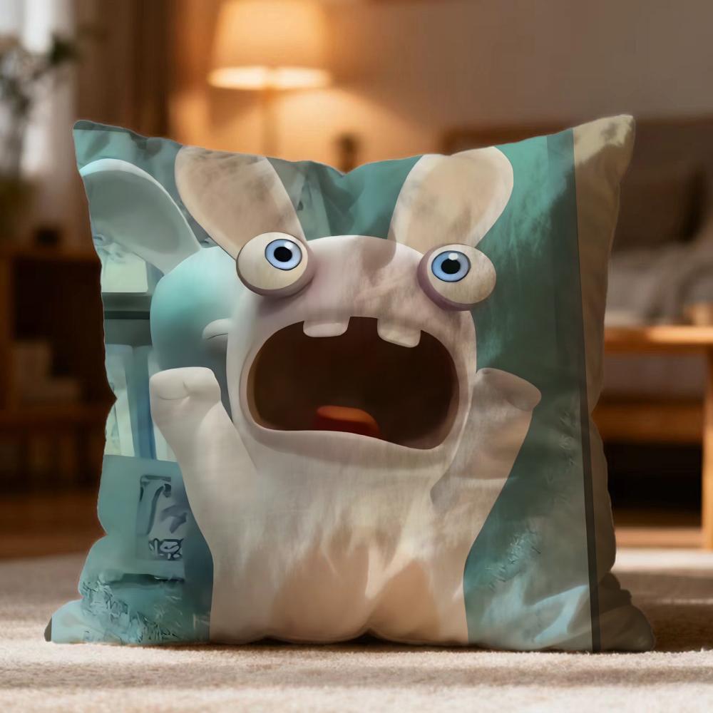 Popular R-RRabbids Invasion Cushion Cover Soft Washable Pillow Case Multi-Scene for Couch Bed Travel Office Use