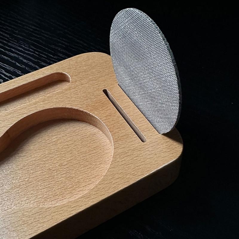 Natural Grinder Base Espresso Tamper Stand Solid Coffee Tamper Bases Wood Material Must Have Tool for Coffee Enthusiasts