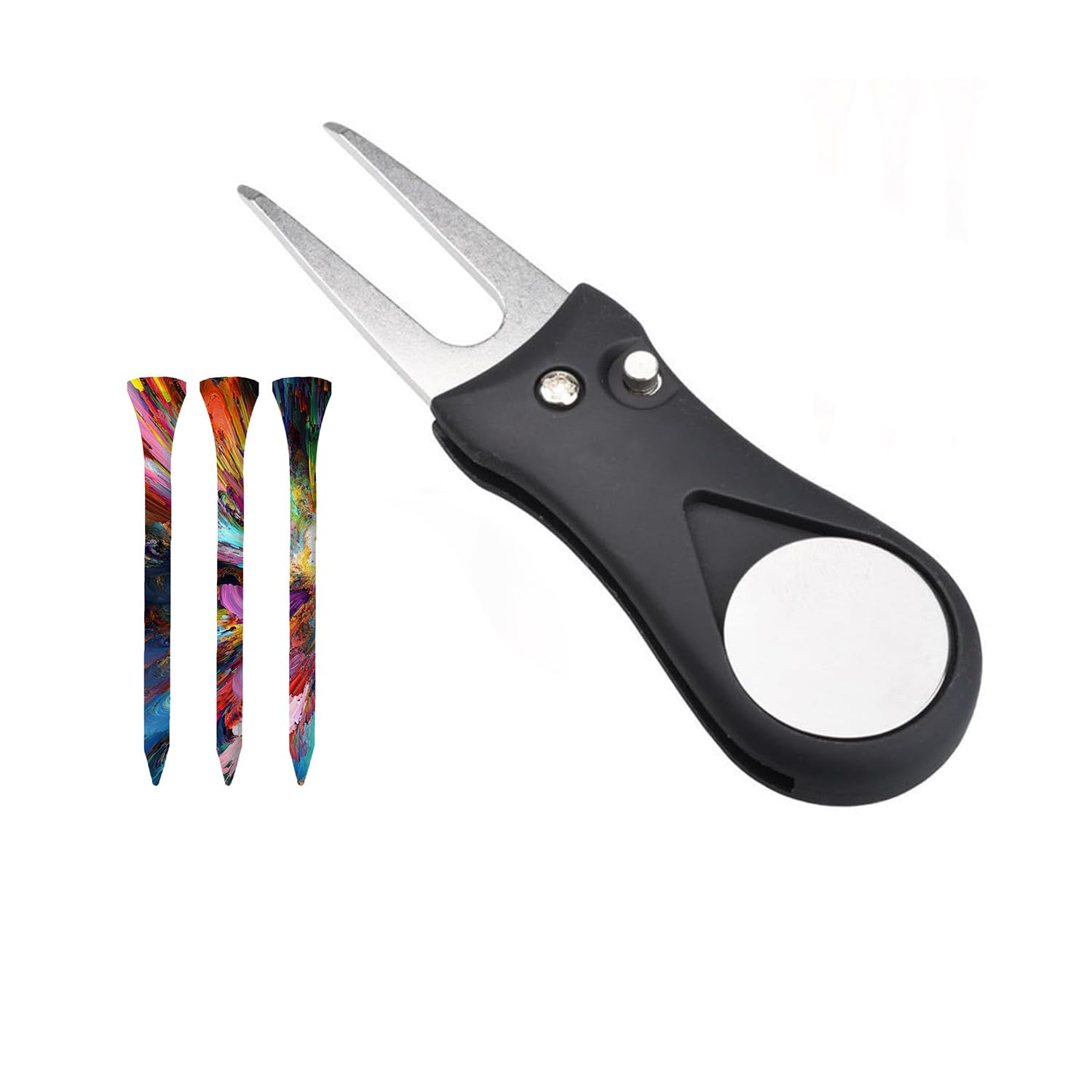 Coehaopike Black Fork Golf Fork Foldable with Marker Divot Tool