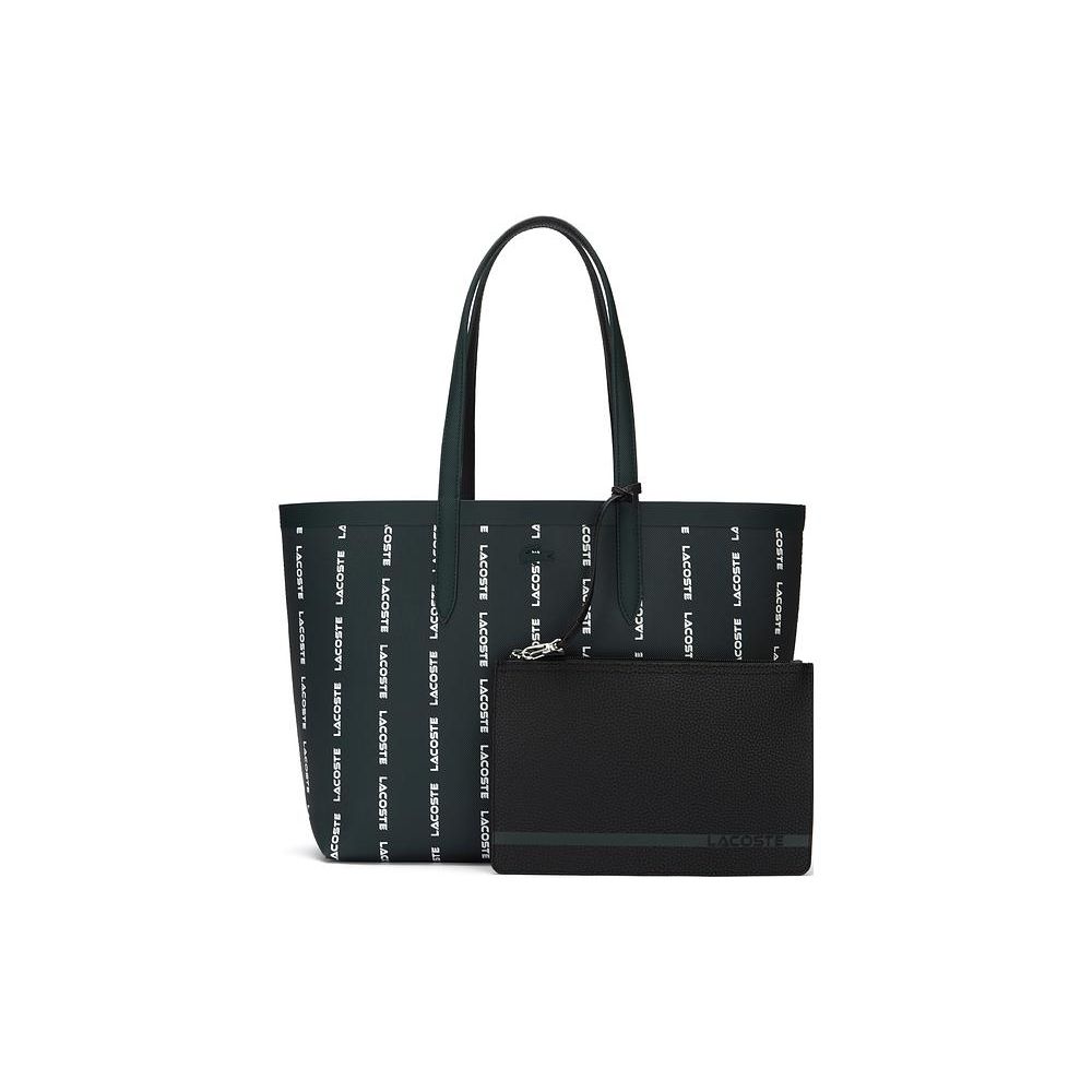 Lacoste Print Design Large Capacity PVC Tote Bag Women Tote Bags Black NF4472ASM52 Black,Large