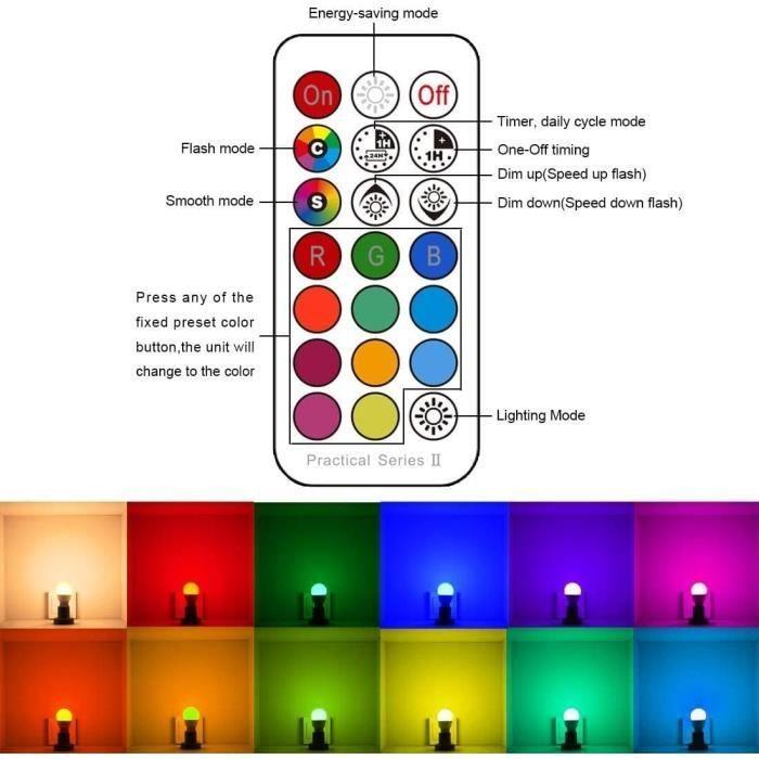 RGB LED žárovka - HEKEE - E14 - 5W - 12 barev - 3 úrovně jasu