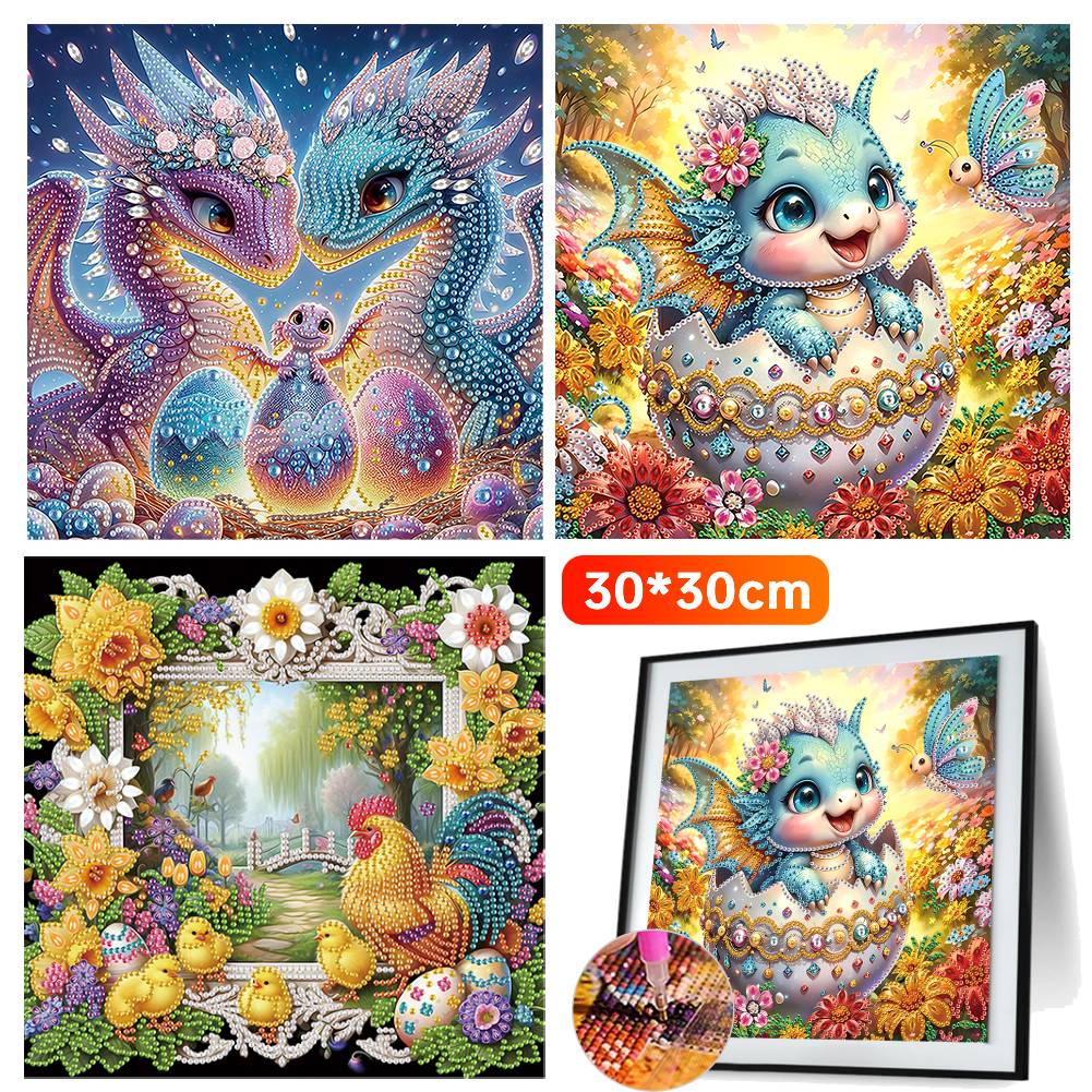 Kreatywny Zestaw do Malowania Diamentami Zestaw do Dekoracji Rękodzieła Wielkanocnego 5D DIY Częściowy Specjalny Kształt Wiertła Ozdoby Ścienne do Domu 30*30cm