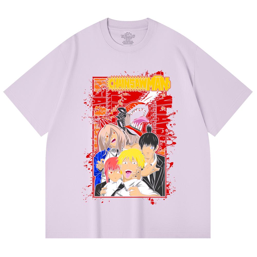 230 Gsm 100% Cotton Chainsaw Man V26 Print Unisex Heavy Cotton T Shirt