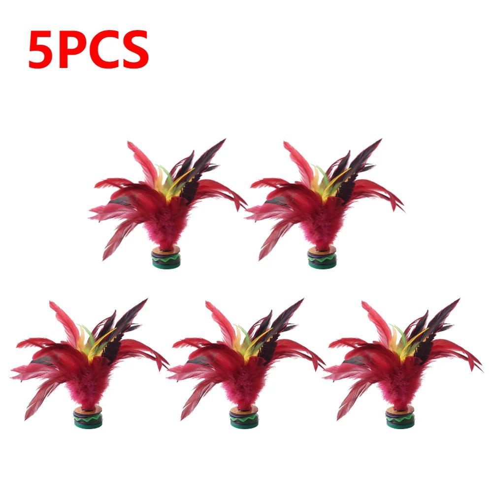 1-10pcs 20cm Feather Jianzi Colorful Feathers Shuttlecock Portable Foot Kick Handwheel Feather Shuttlecock Fitness Entertainment