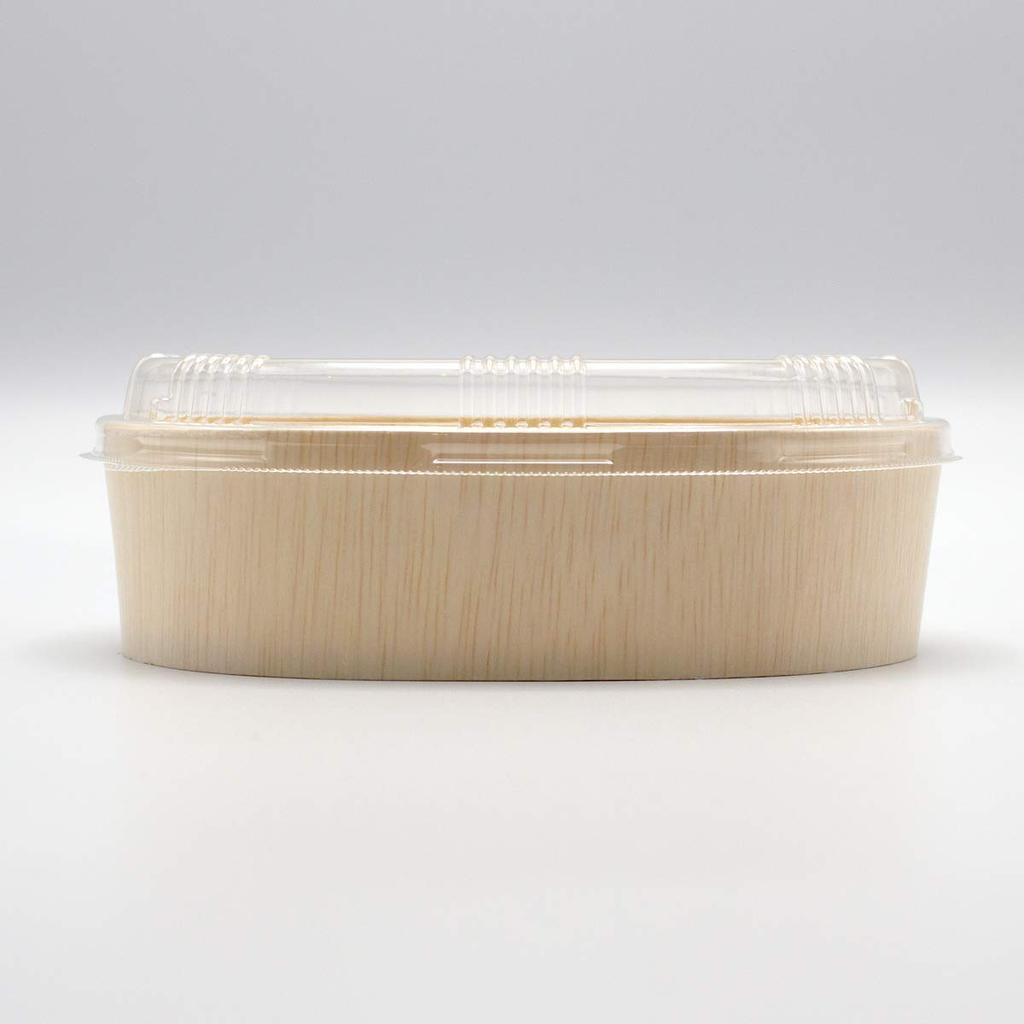 KAYU PACKAGE Oval DAEN Wooden Medium Size 1 Pack of 25 Sold Disposable Container, (120x170x45mm), (Lid Separately),