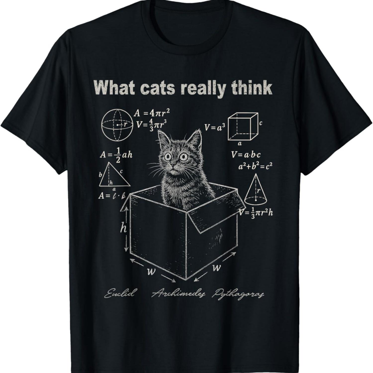 Funny Cat in Box Math Humor Design for Cat Lovers T-Shirt S чёрный