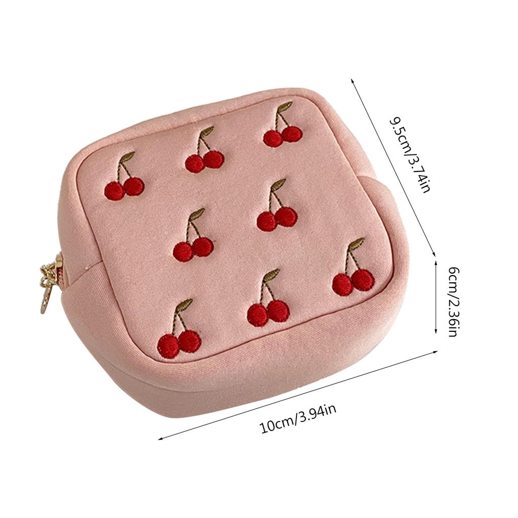 Cherry Cosmetic Bag Advanced Sense Simple Portable Large-Capacity Color Cosmetic Storage Bag Female Cherry Wash Bag